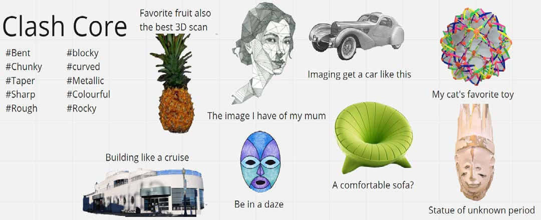 Clash Core: a mood board of found things